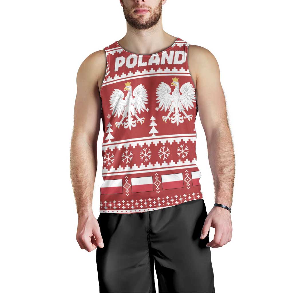 Poland Christmas Men Tank Top Emblem With Flag Style - Wonder Print Shop