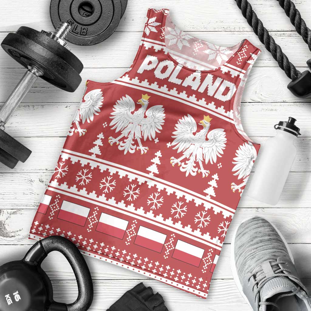 Poland Christmas Men Tank Top Emblem With Flag Style - Wonder Print Shop