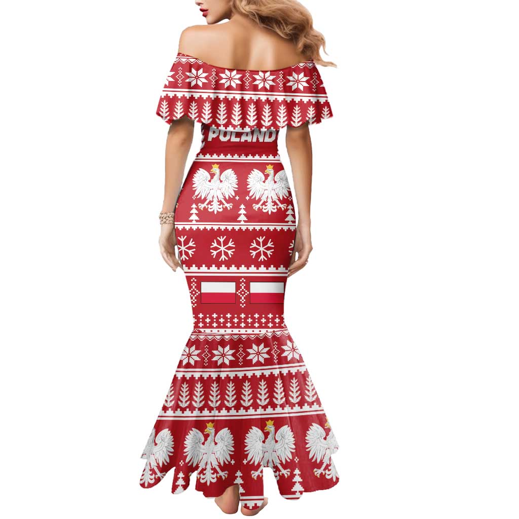Poland Christmas Mermaid Dress Emblem With Flag Style - Wonder Print Shop