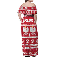 Poland Christmas Off Shoulder Maxi Dress Emblem With Flag Style - Wonder Print Shop