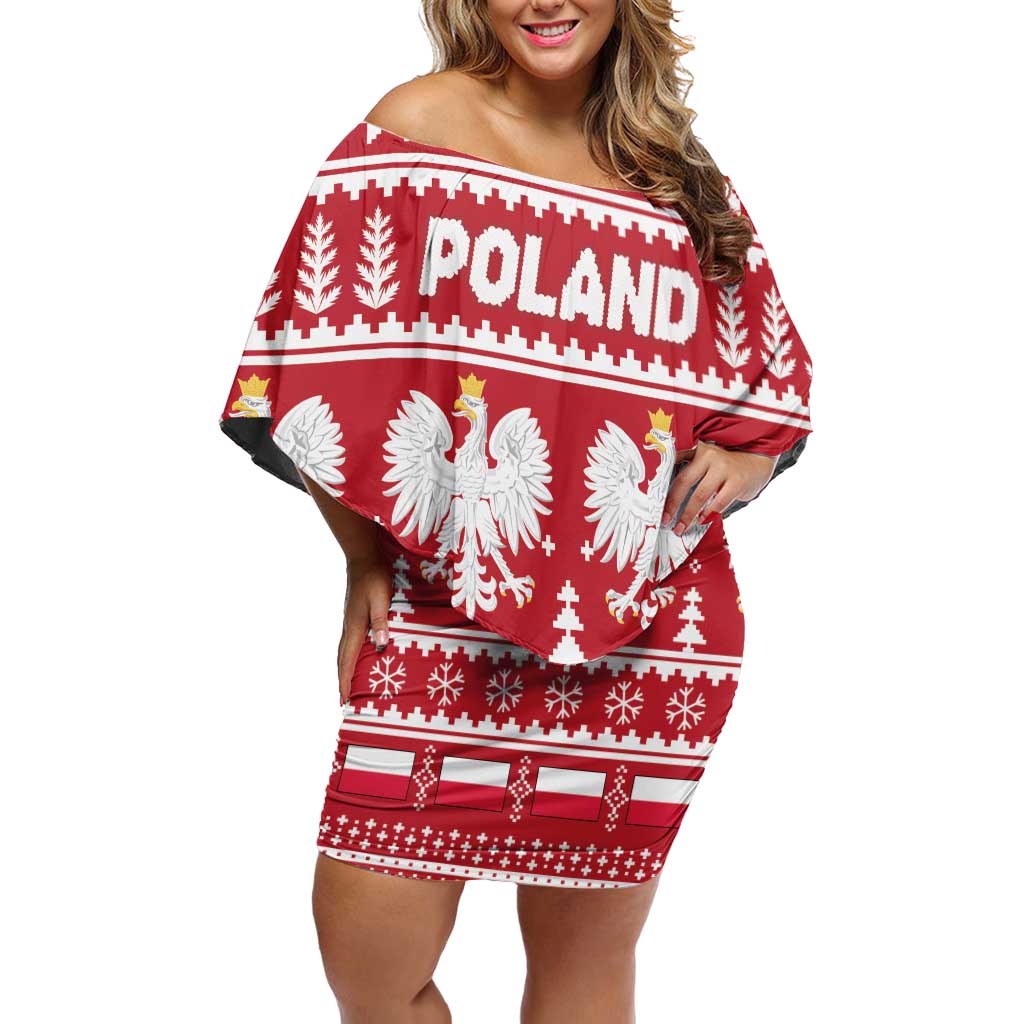 Poland Christmas Off Shoulder Short Dress Emblem With Flag Style - Wonder Print Shop
