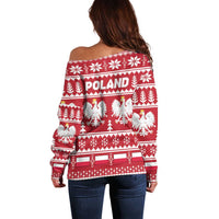 Poland Christmas Off Shoulder Sweater Emblem With Flag Style - Wonder Print Shop