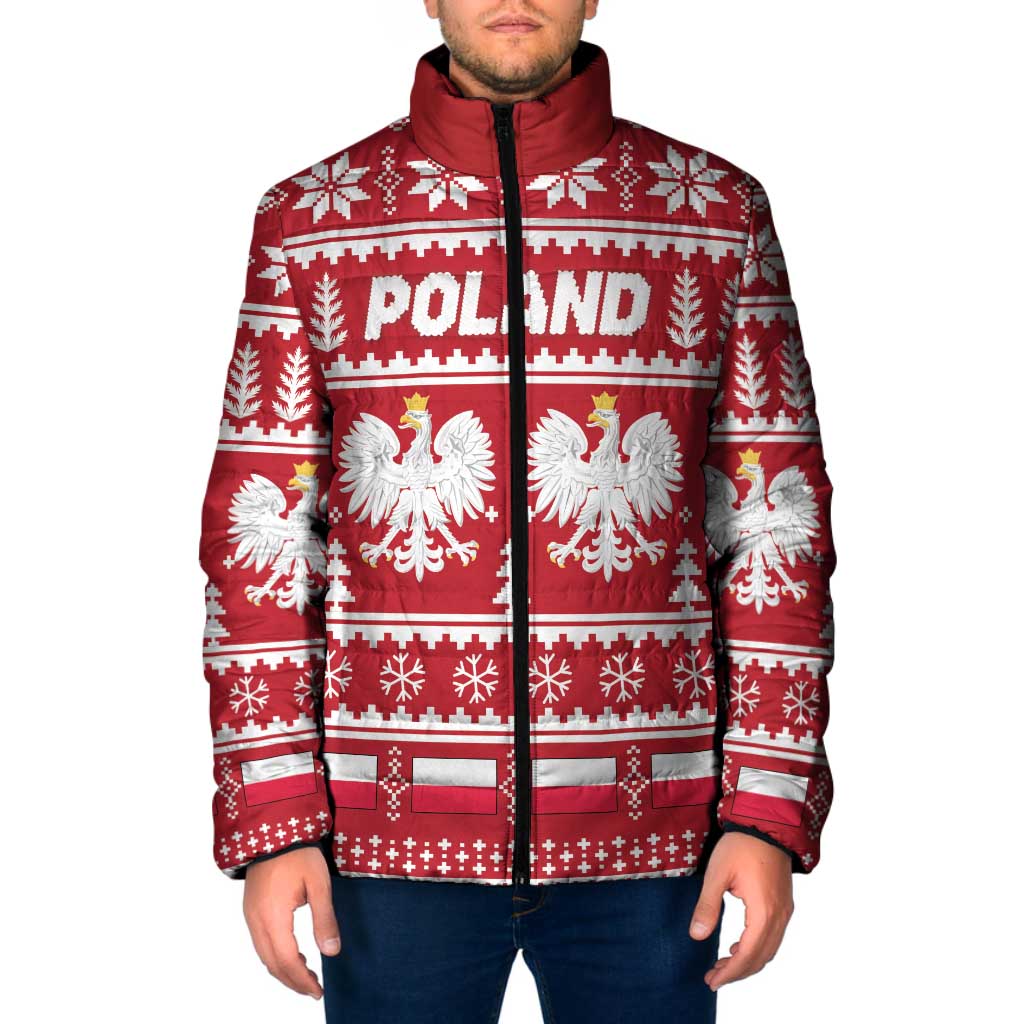 Poland Christmas Padded Jacket Emblem With Flag Style - Wonder Print Shop