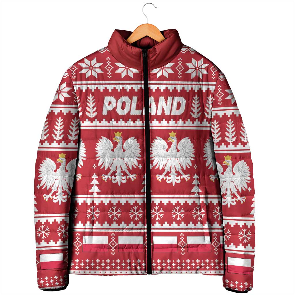 Poland Christmas Padded Jacket Emblem With Flag Style - Wonder Print Shop