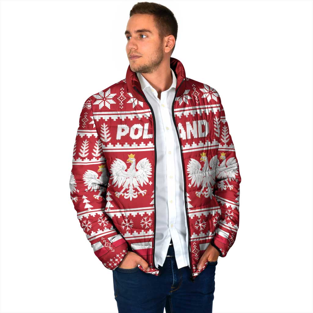 Poland Christmas Padded Jacket Emblem With Flag Style - Wonder Print Shop