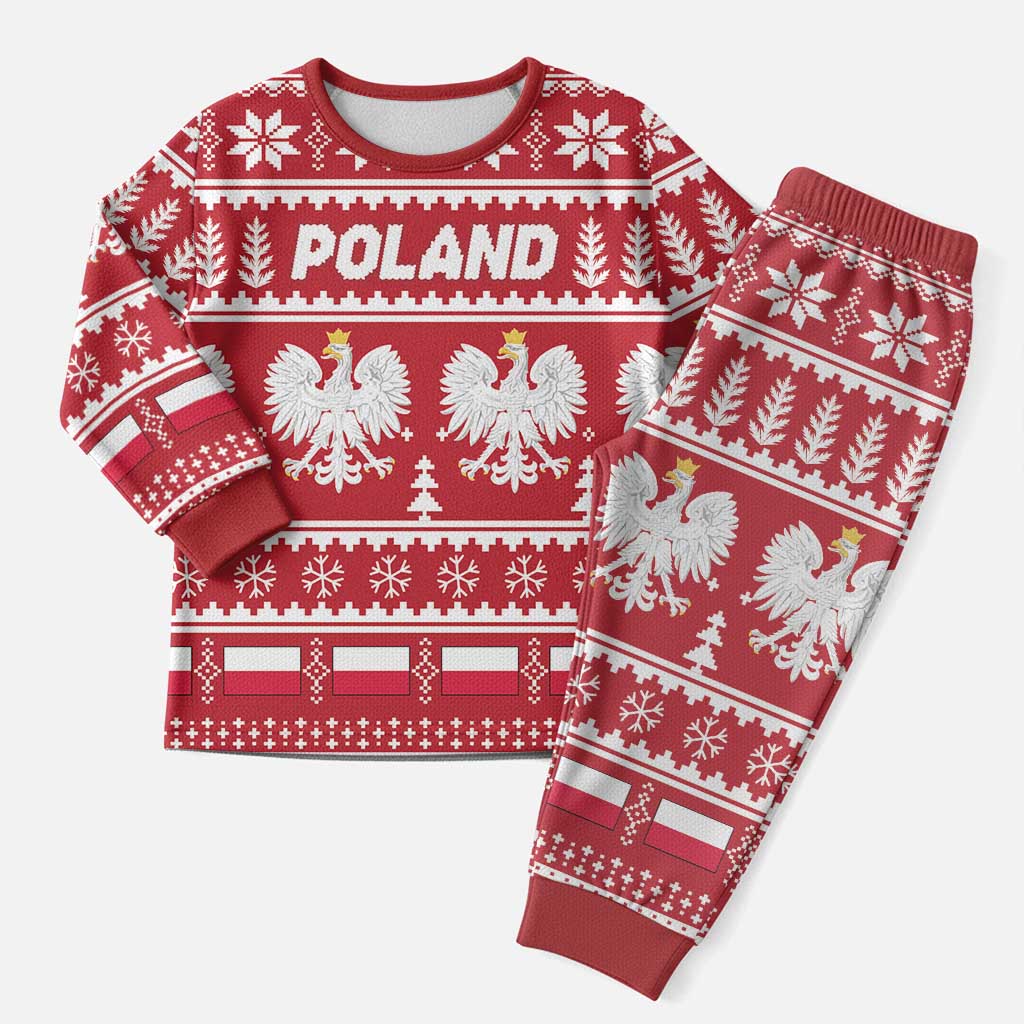 Poland Christmas Pajama Set Emblem With Flag Style - Wonder Print Shop