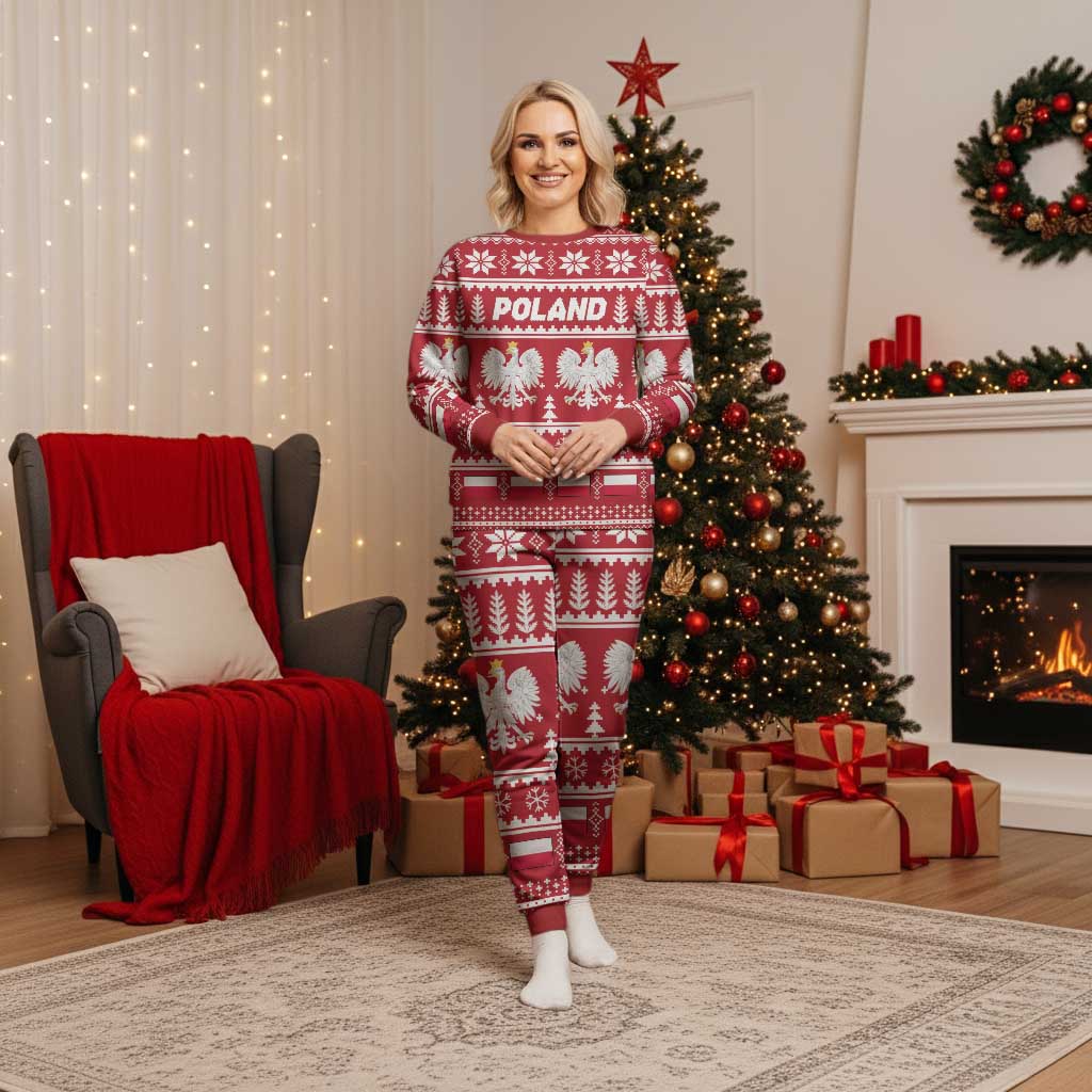 Poland Christmas Pajama Set Emblem With Flag Style - Wonder Print Shop