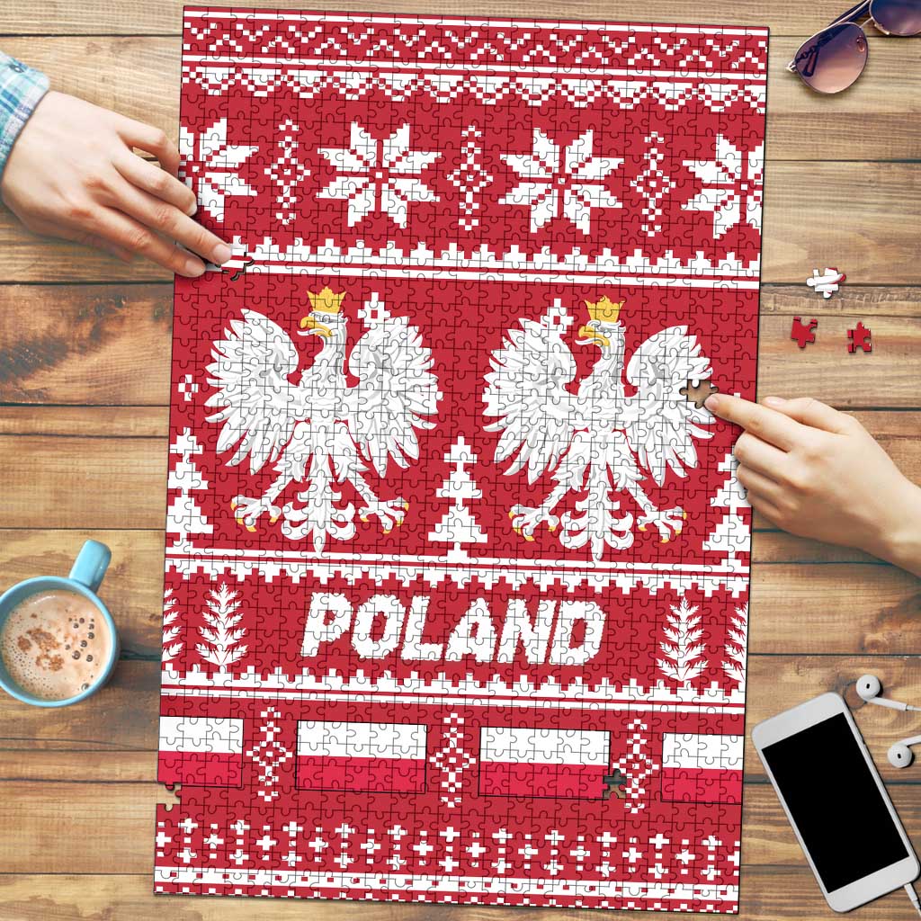 Poland Christmas Puzzle Emblem With Flag Style - Wonder Print Shop