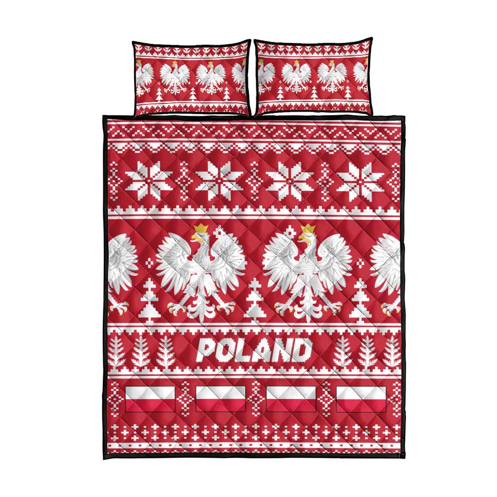 Poland Christmas Quilt Bed Set Emblem With Flag Style - Wonder Print Shop