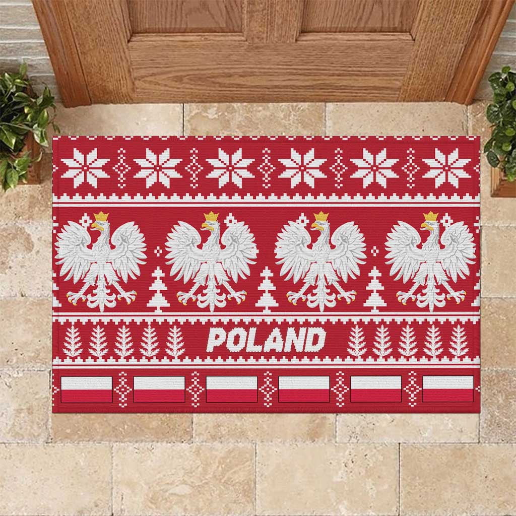 Poland Christmas Rubber Doormat Emblem With Flag Style - Wonder Print Shop