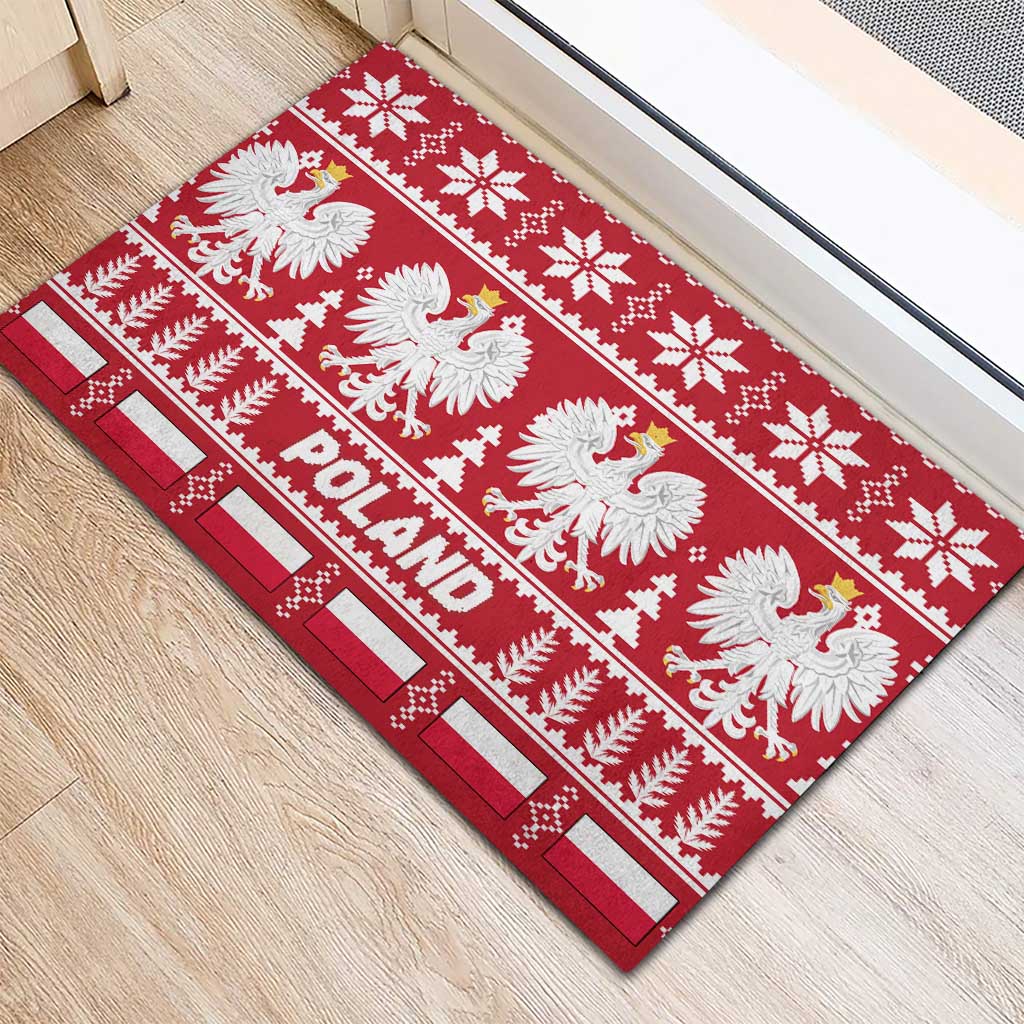 Poland Christmas Rubber Doormat Emblem With Flag Style - Wonder Print Shop