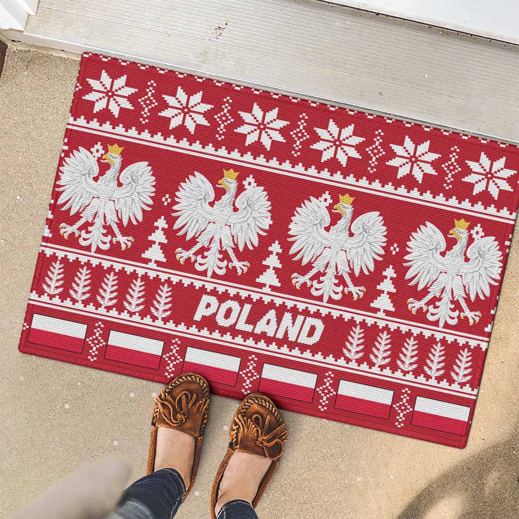 Poland Christmas Rubber Doormat Emblem With Flag Style - Wonder Print Shop