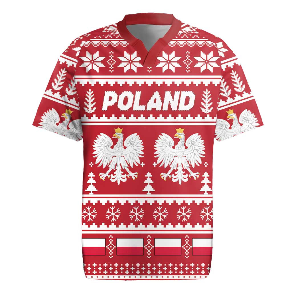 Poland Christmas Rugby Jersey Emblem With Flag Style - Wonder Print Shop