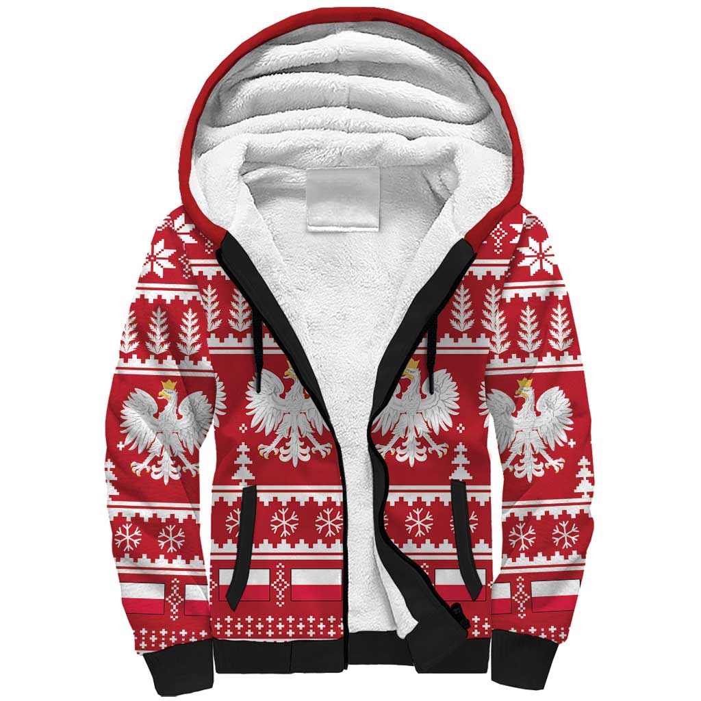 Poland Christmas Sherpa Hoodie Emblem With Flag Style - Wonder Print Shop