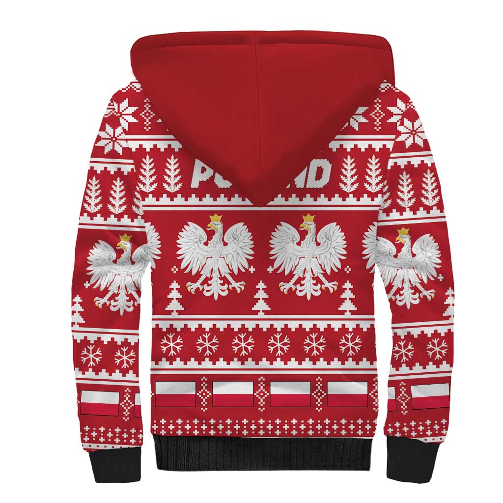 Poland Christmas Sherpa Hoodie Emblem With Flag Style - Wonder Print Shop
