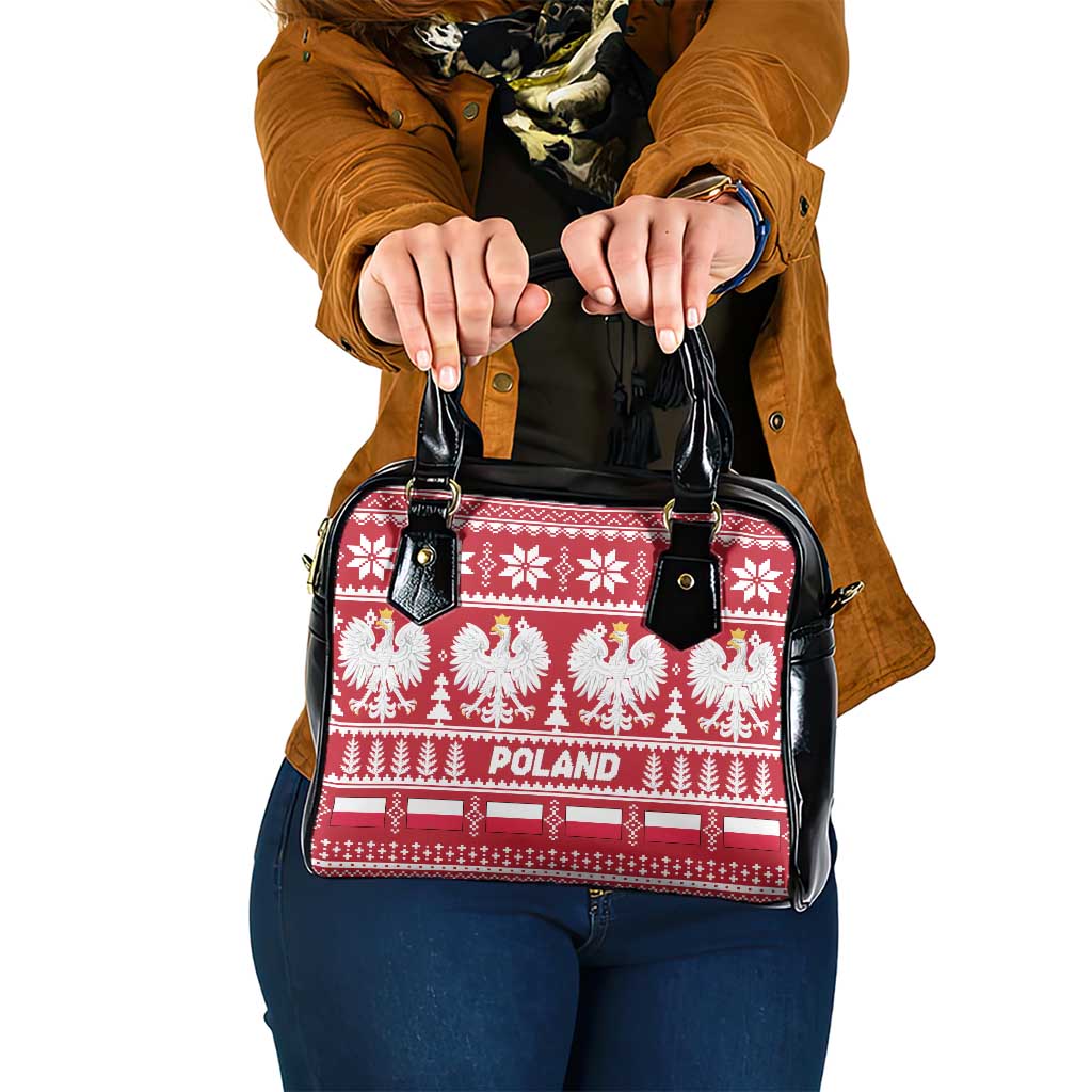 Poland Christmas Shoulder Handbag Emblem With Flag Style - Wonder Print Shop