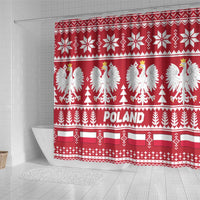 Poland Christmas Shower Curtain Emblem With Flag Style - Wonder Print Shop