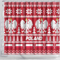 Poland Christmas Shower Curtain Emblem With Flag Style - Wonder Print Shop