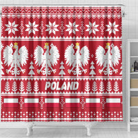 Poland Christmas Shower Curtain Emblem With Flag Style - Wonder Print Shop