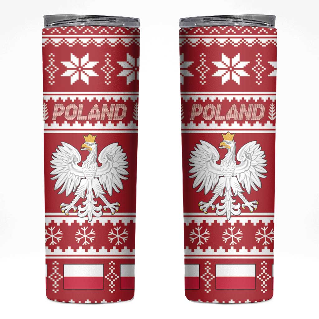Poland Christmas Skinny Tumbler Emblem With Flag Style - Wonder Print Shop
