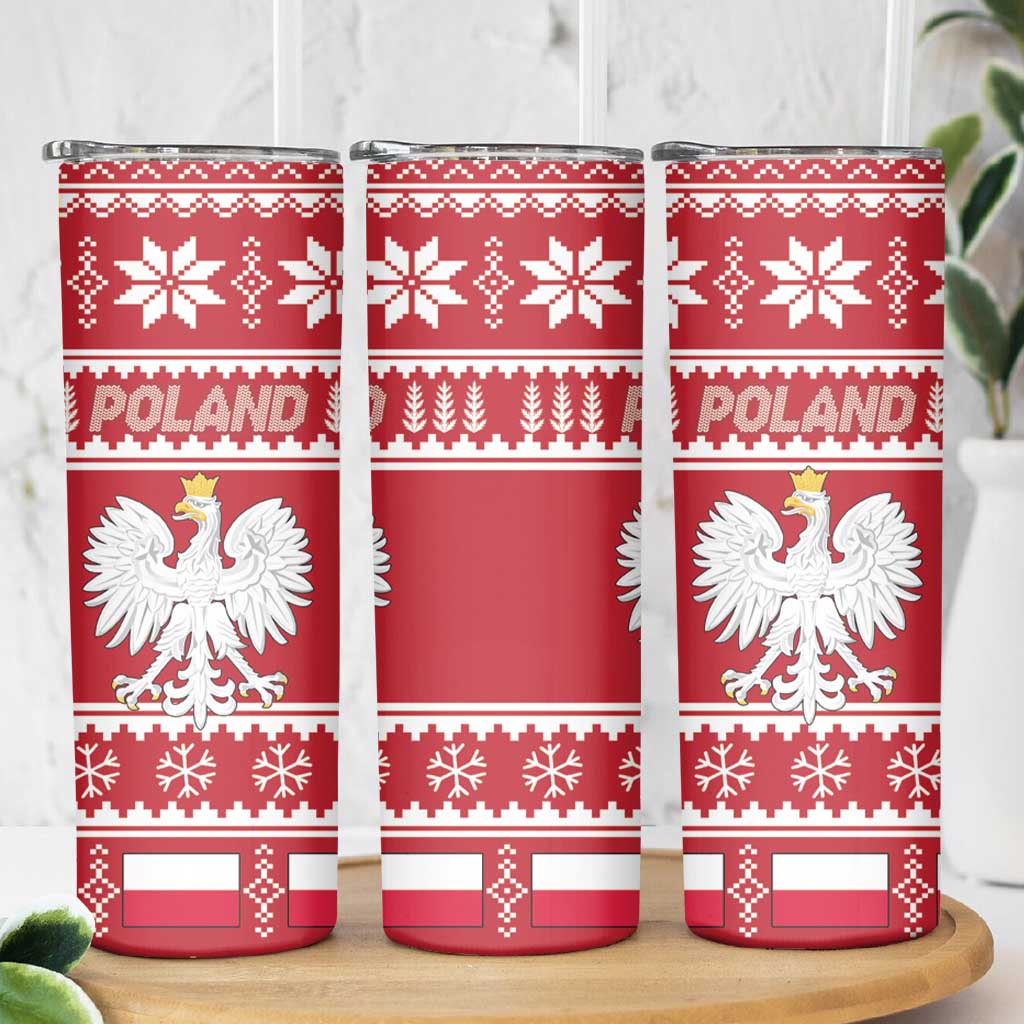 Poland Christmas Skinny Tumbler Emblem With Flag Style - Wonder Print Shop