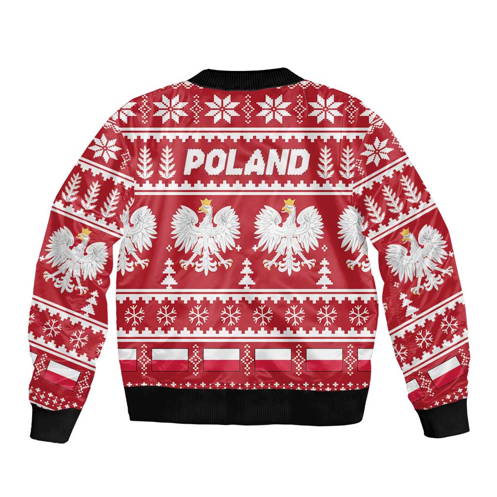 Poland Christmas Sleeve Zip Bomber Jacket Emblem With Flag Style - Wonder Print Shop