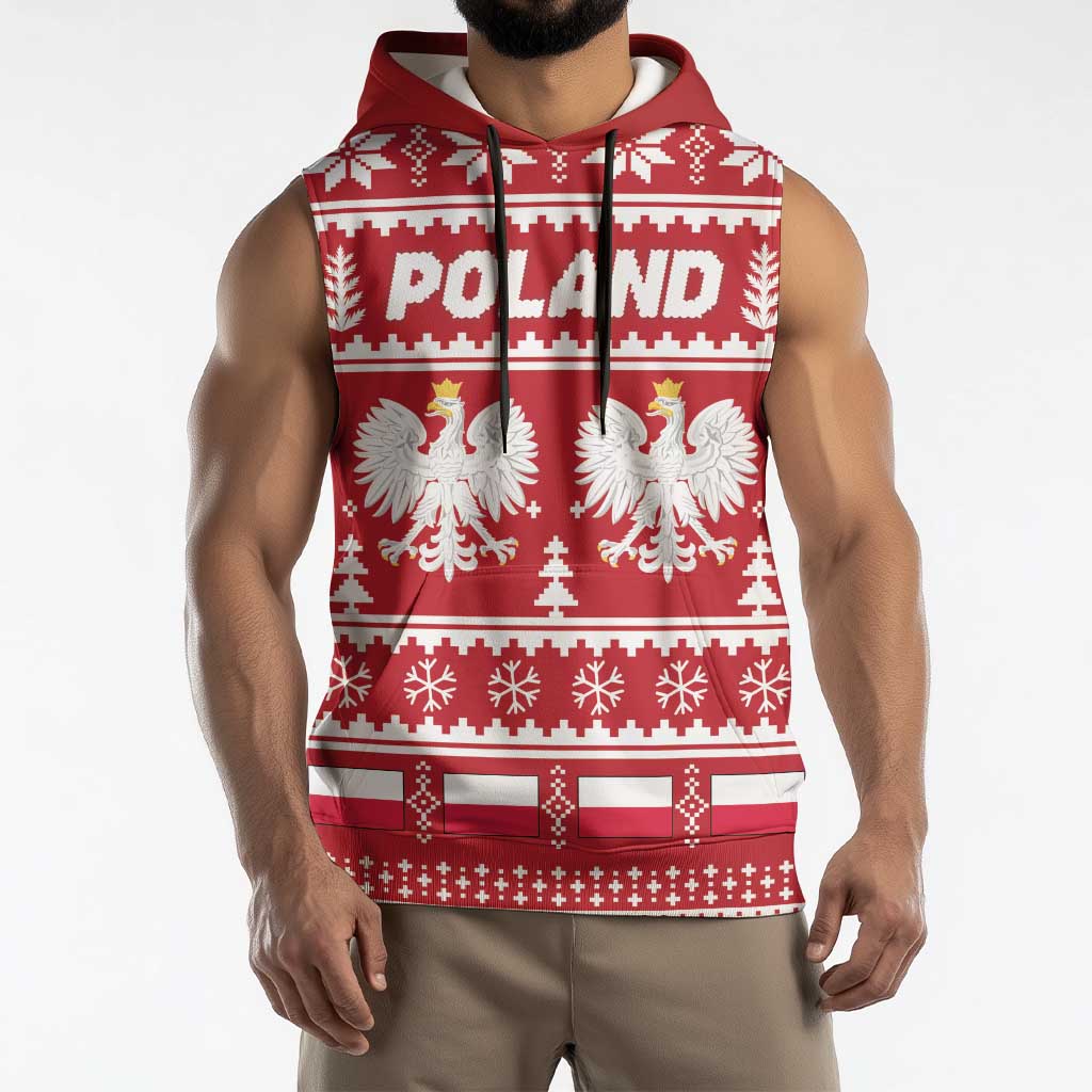Poland Christmas Sleeveless Hoodie Emblem With Flag Style - Wonder Print Shop