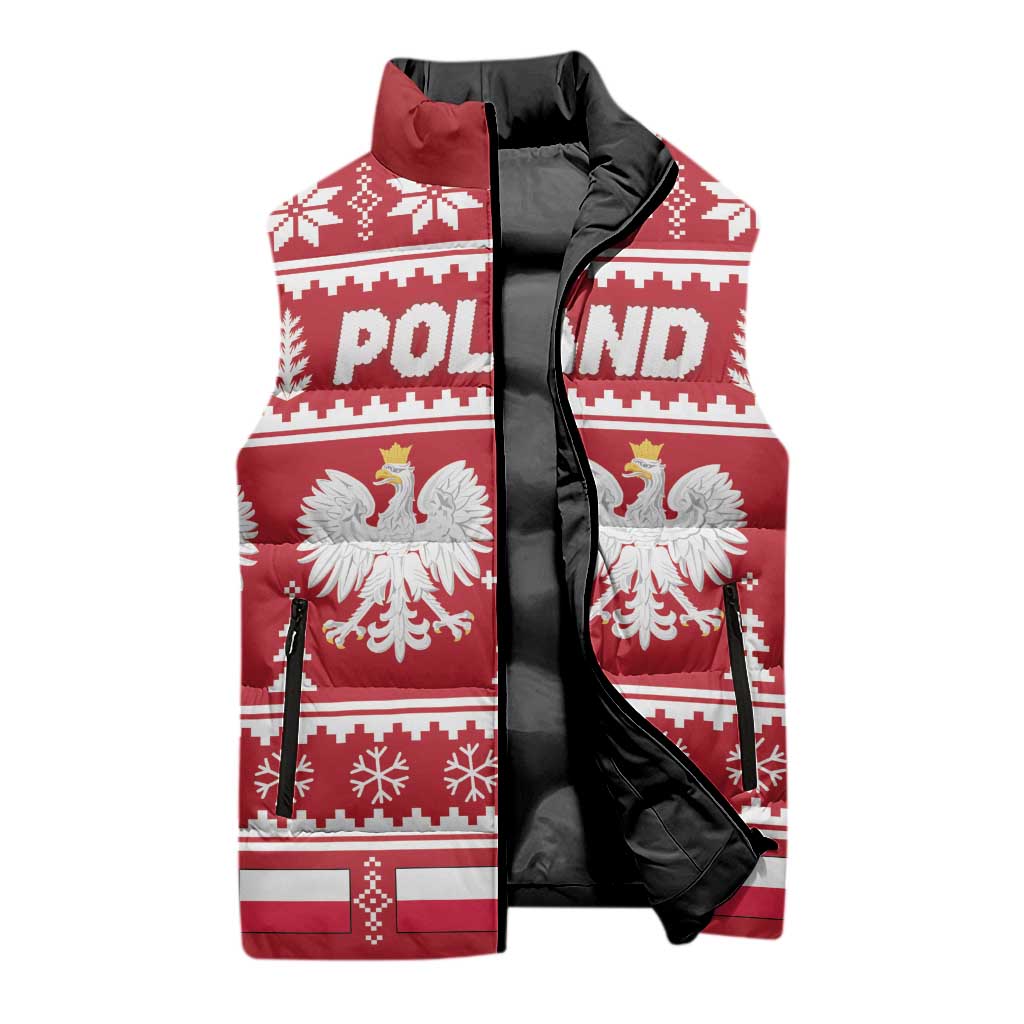 Poland Christmas Sleeveless Puffer Jacket Emblem With Flag Style - Wonder Print Shop