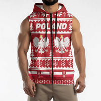 Poland Christmas Sleeveless Zip Hoodie Emblem With Flag Style - Wonder Print Shop