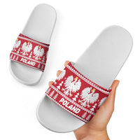 Poland Christmas Slide Sandals Emblem With Flag Style - Wonder Print Shop