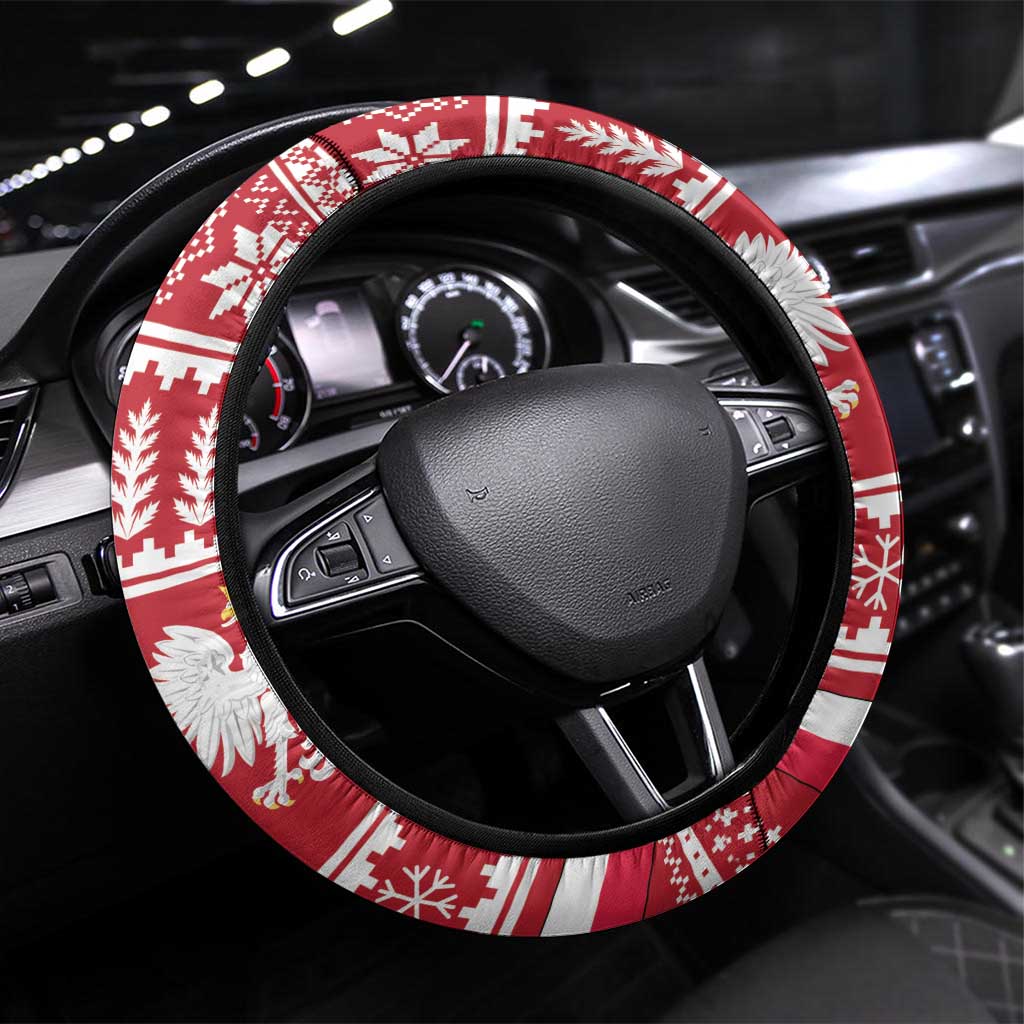 Poland Christmas Steering Wheel Cover Emblem With Flag Style - Wonder Print Shop