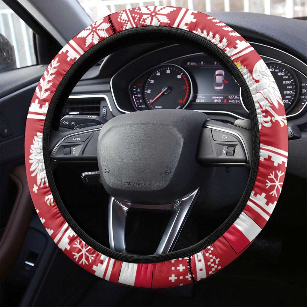 Poland Christmas Steering Wheel Cover Emblem With Flag Style - Wonder Print Shop