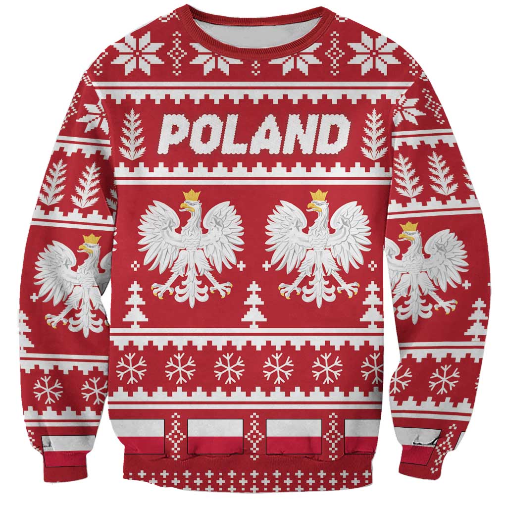 Poland Christmas Sweatshirt Emblem With Flag Style - Wonder Print Shop