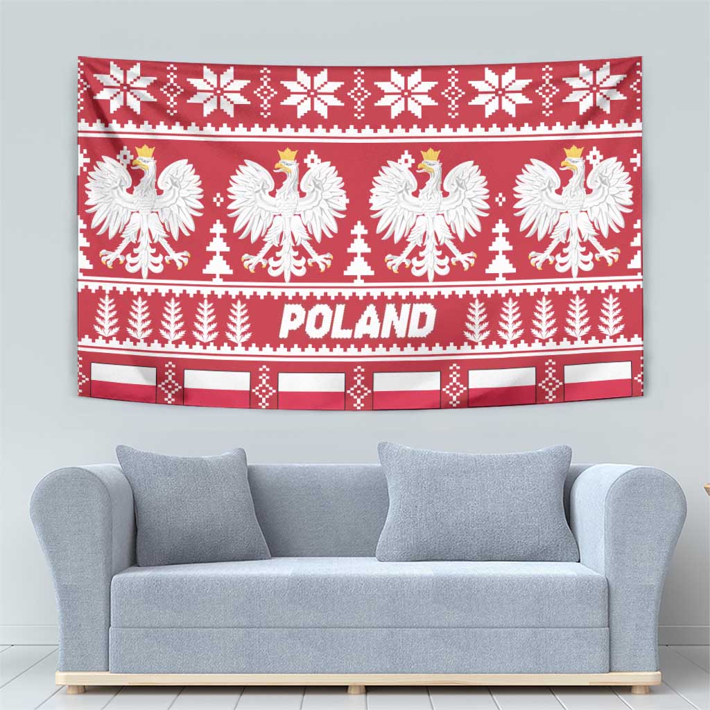 Poland Christmas Tapestry Emblem With Flag Style - Wonder Print Shop