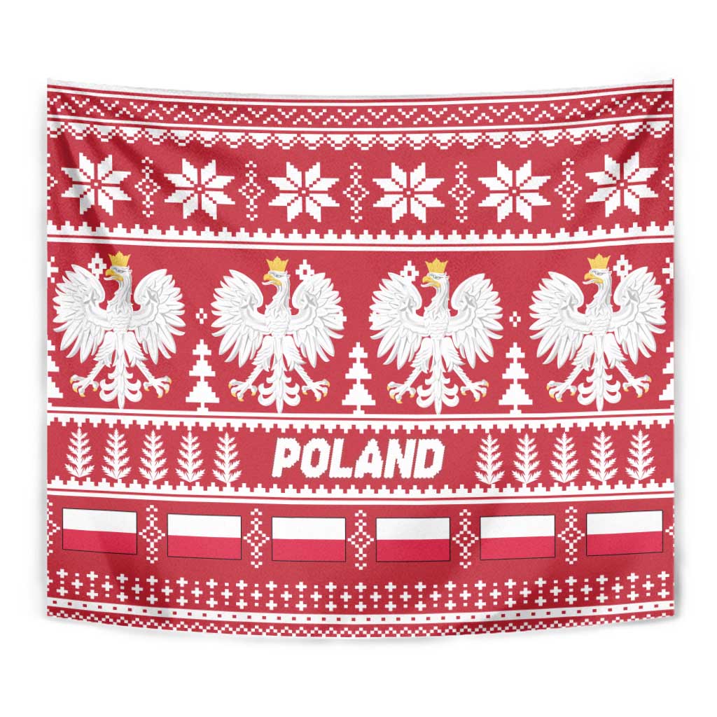 Poland Christmas Tapestry Emblem With Flag Style - Wonder Print Shop