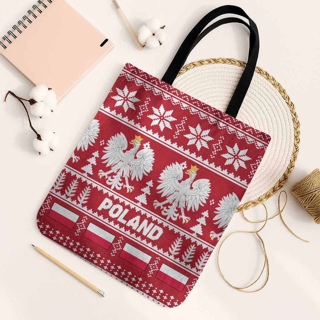 Poland Christmas Tote Bag Emblem With Flag Style - Wonder Print Shop