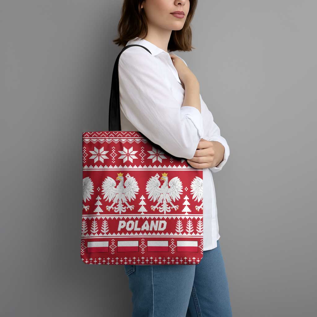 Poland Christmas Tote Bag Emblem With Flag Style - Wonder Print Shop