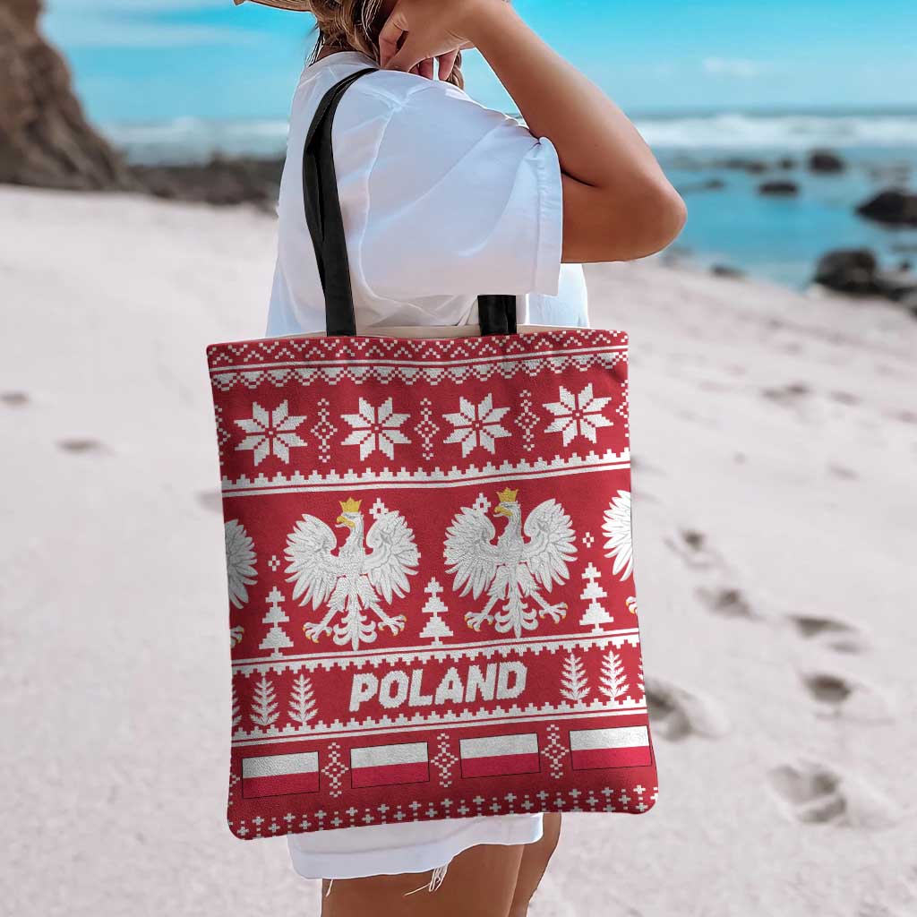 Poland Christmas Tote Bag Emblem With Flag Style - Wonder Print Shop