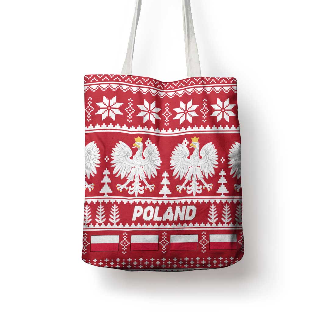 Poland Christmas Tote Bag Emblem With Flag Style - Wonder Print Shop