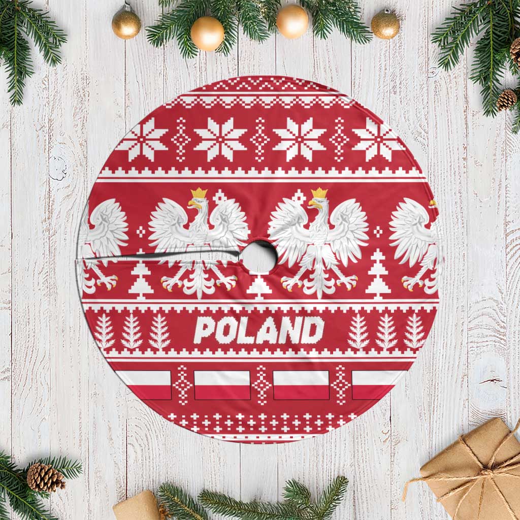 Poland Christmas Tree Skirt Emblem With Flag Style - Wonder Print Shop