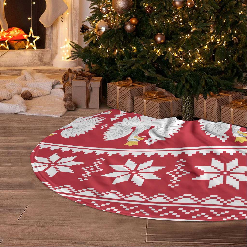 Poland Christmas Tree Skirt Emblem With Flag Style - Wonder Print Shop