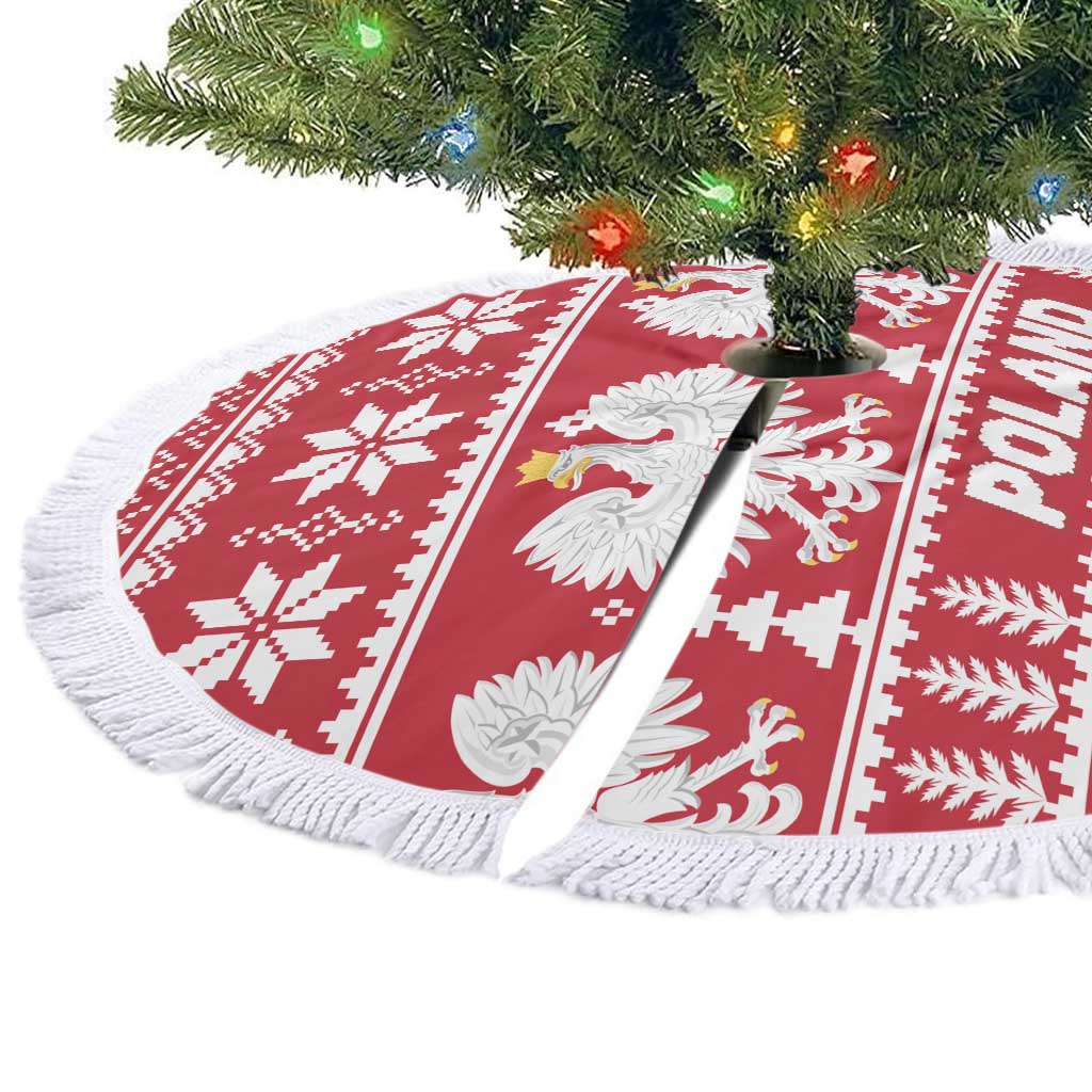 Poland Christmas Tree Skirt Emblem With Flag Style - Wonder Print Shop