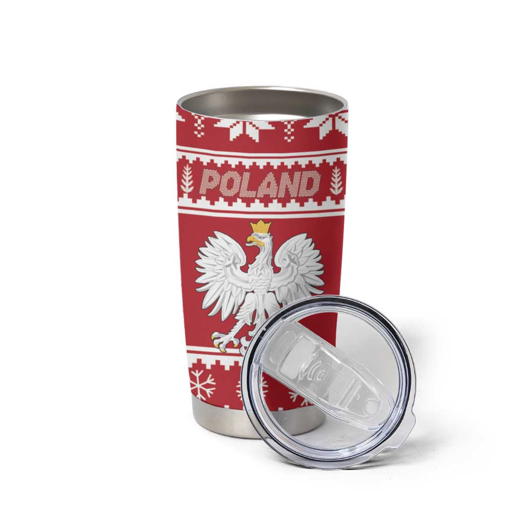Poland Christmas Tumbler Cup Emblem With Flag Style - Wonder Print Shop