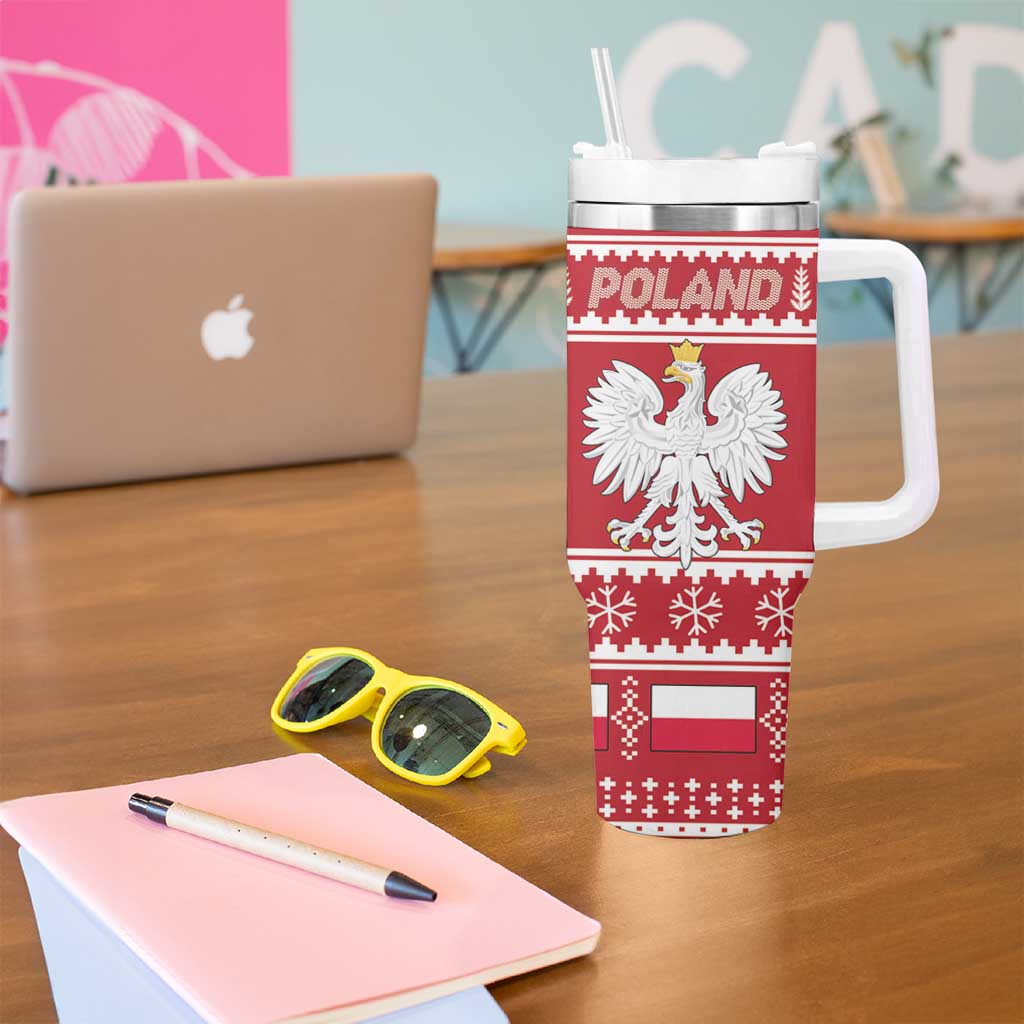 Poland Christmas Tumbler With Handle Emblem With Flag Style - Wonder Print Shop