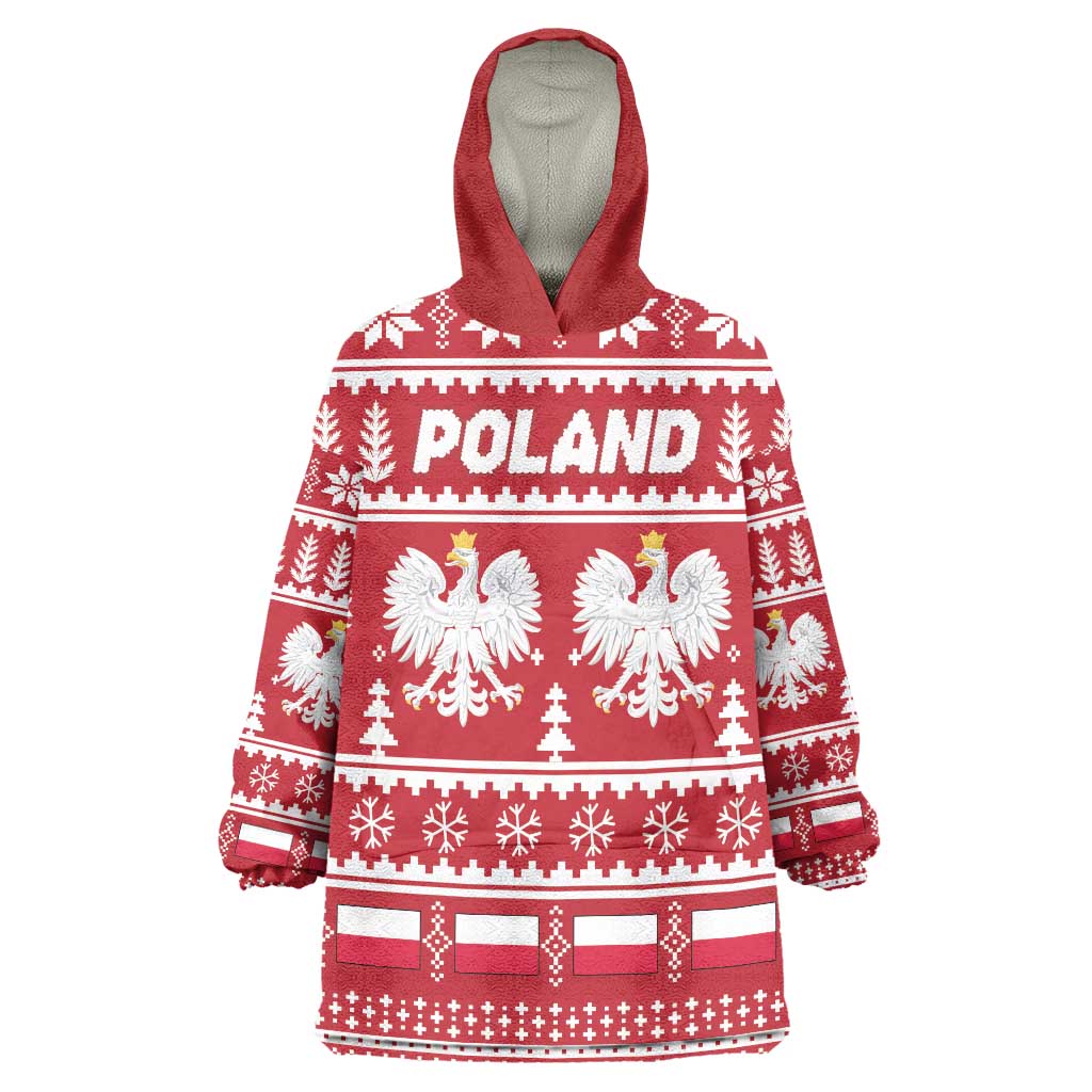 Poland Christmas Wearable Blanket Hoodie Emblem With Flag Style - Wonder Print Shop