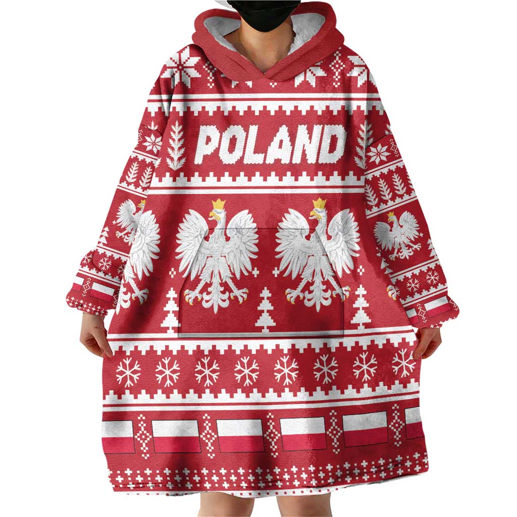 Poland Christmas Wearable Blanket Hoodie Emblem With Flag Style - Wonder Print Shop