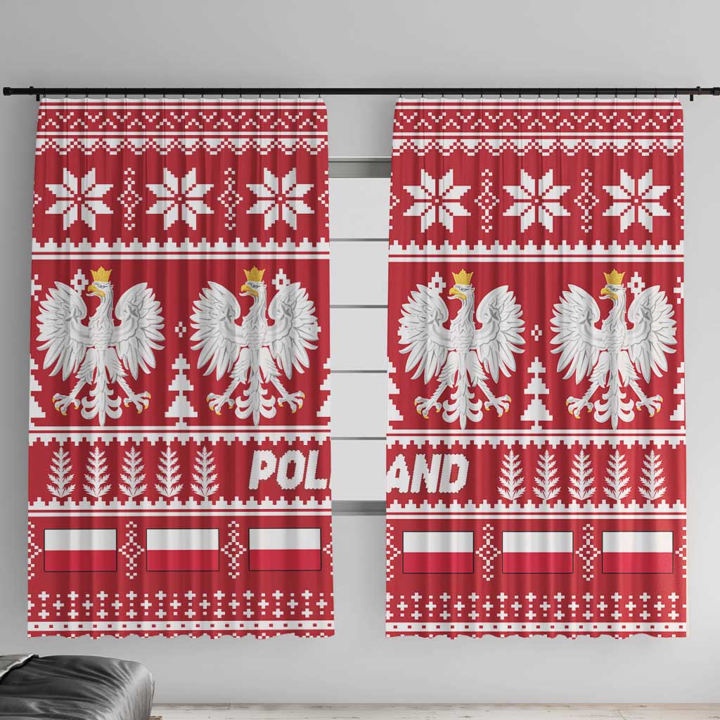 Poland Christmas Window Curtain Emblem With Flag Style - Wonder Print Shop