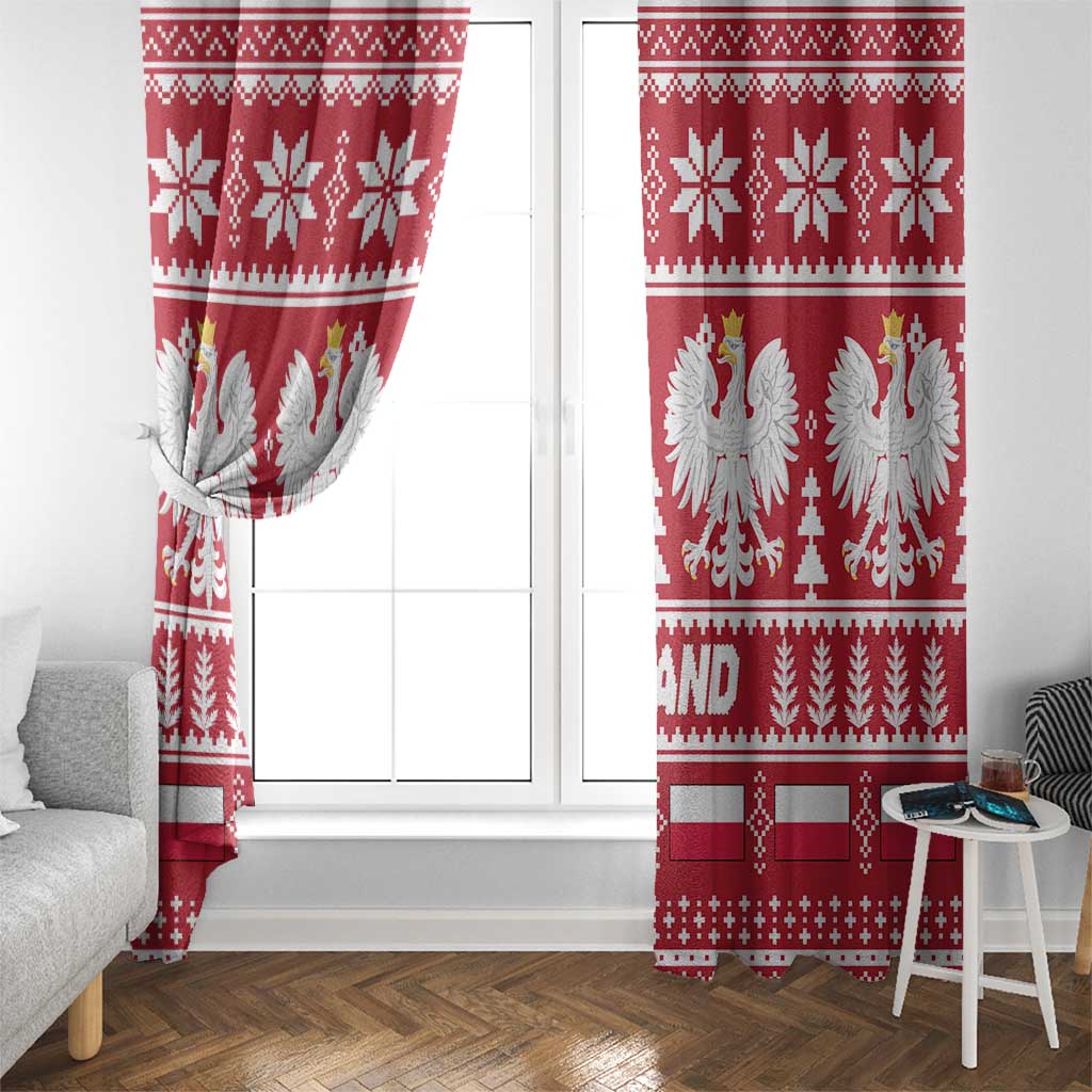 Poland Christmas Window Curtain Emblem With Flag Style - Wonder Print Shop