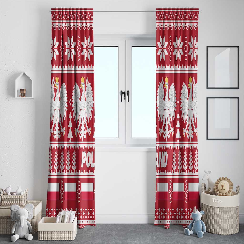 Poland Christmas Window Curtain Emblem With Flag Style - Wonder Print Shop