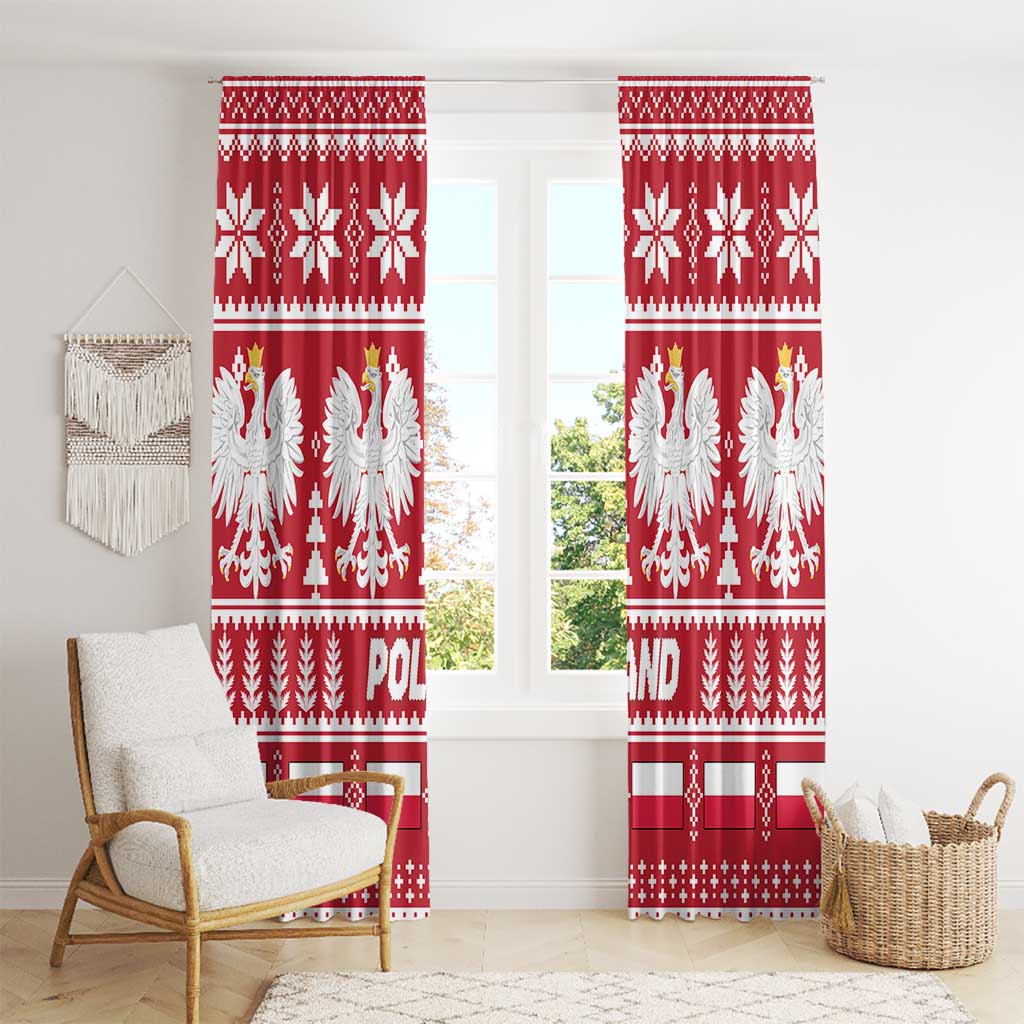 Poland Christmas Window Curtain Emblem With Flag Style - Wonder Print Shop